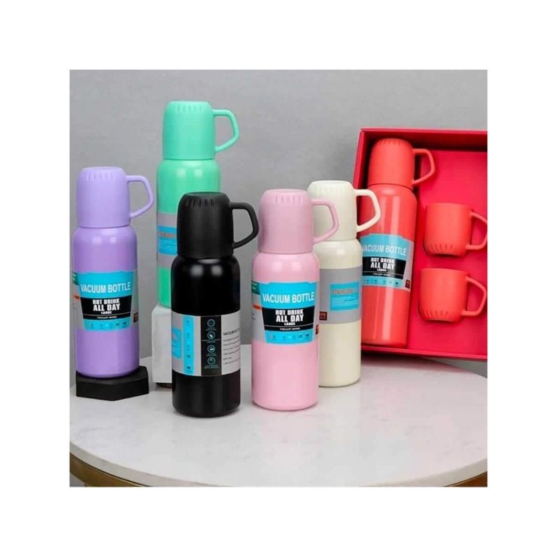 GENERICO - Set Termo 3 Tazas De 500 Ml Variedad De Colores, Negro