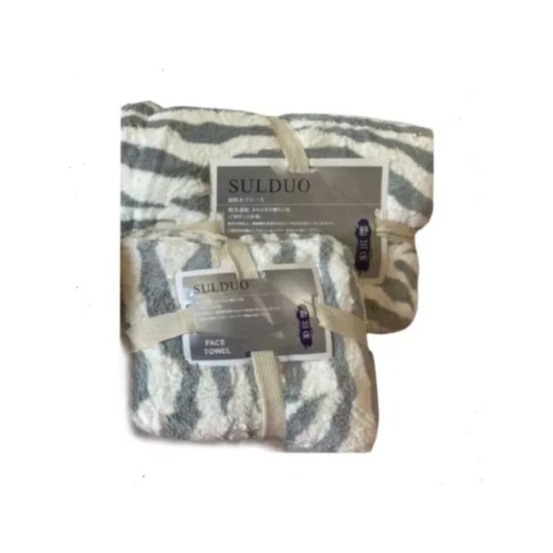 GENERICO - Set Toalla De Baño 2 Piezas 70 X 140 Cm Y 70 X35 Cm Gris