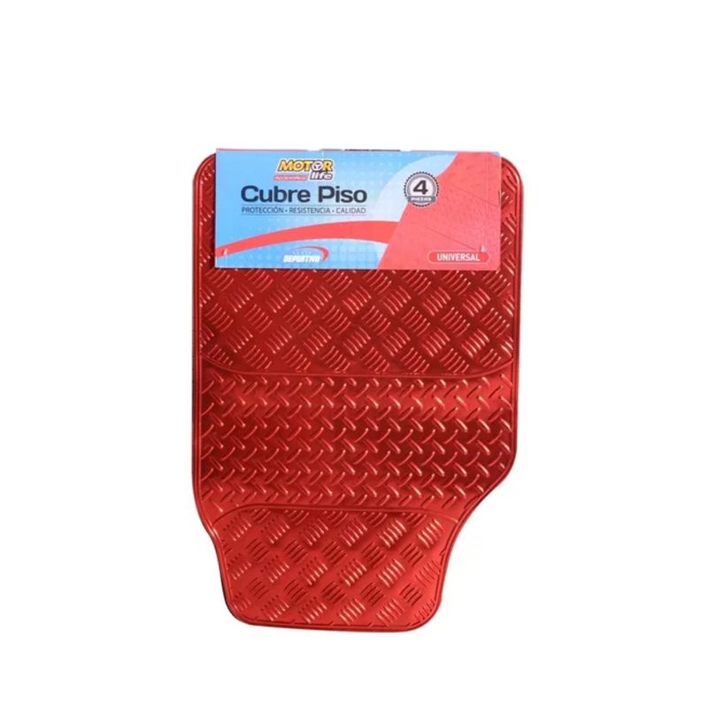 GENERICO - Set 4 Cubre Pisos Sport Color Rojo Motorlife