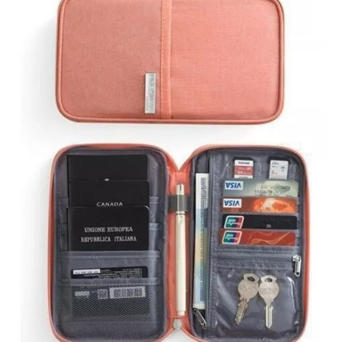 GENERICO - Cartera Para Tarjetasporta Documentos Viaje Color Rosa Repelente Agua