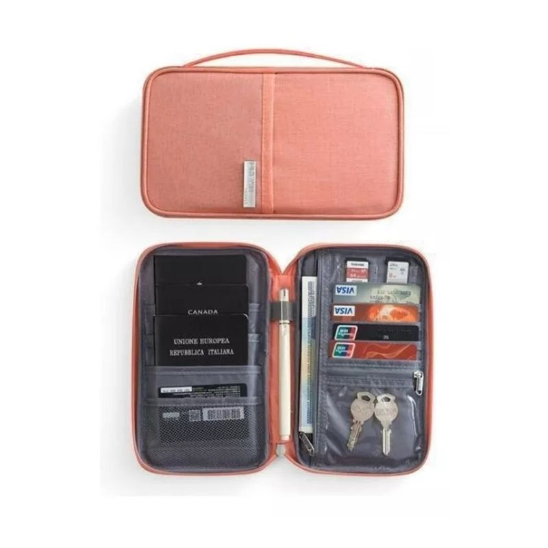 GENERICO - Cartera Para Tarjetasporta Documentos Viaje Color Rosa Repelente Agua
