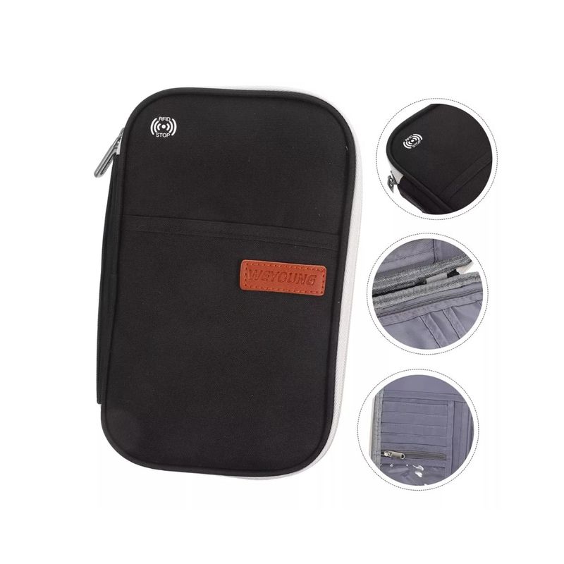 GENERICO - Bolsa Organizador Antirobo Impermeable Pasaporte Porta Viaje Negro