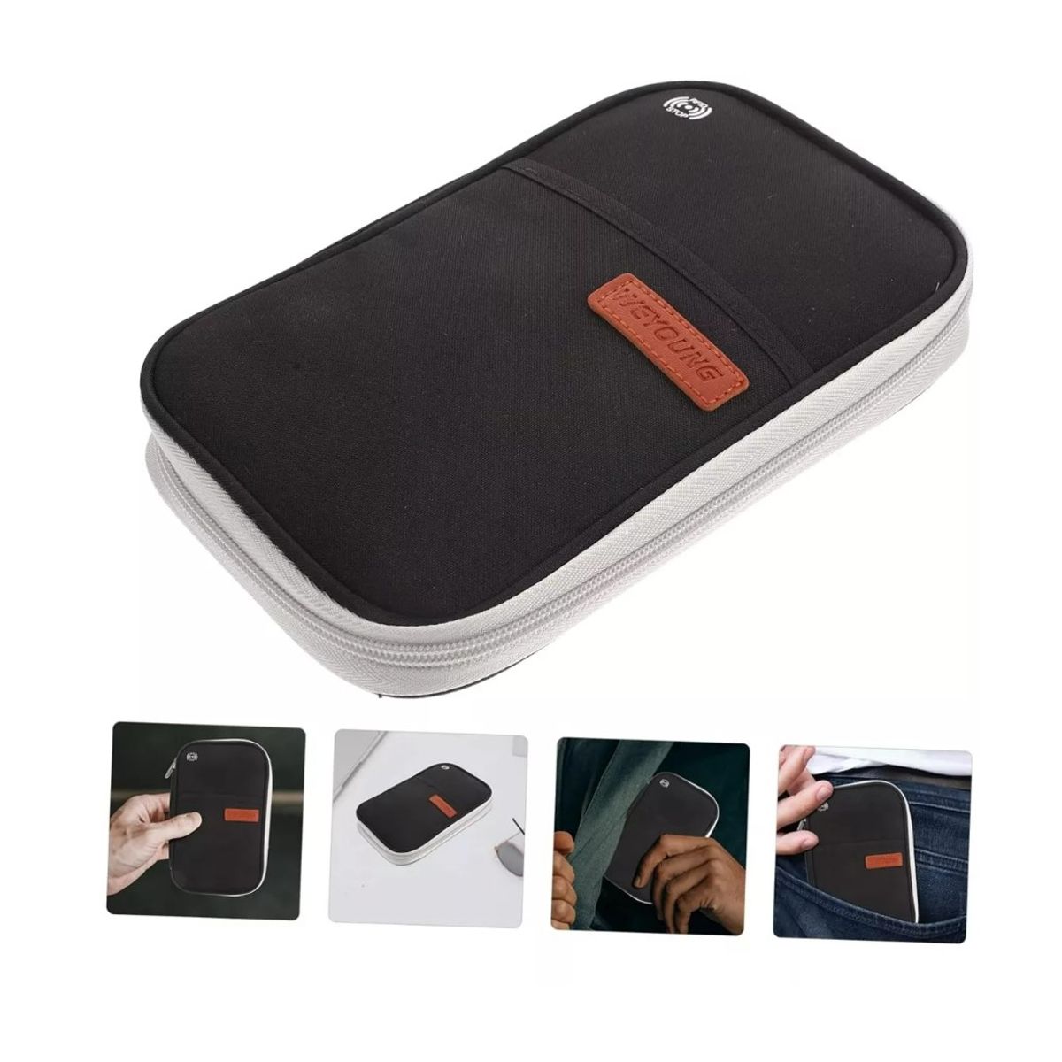 GENERICO - Bolsa Organizador Antirobo Impermeable Pasaporte Porta Viaje Negro