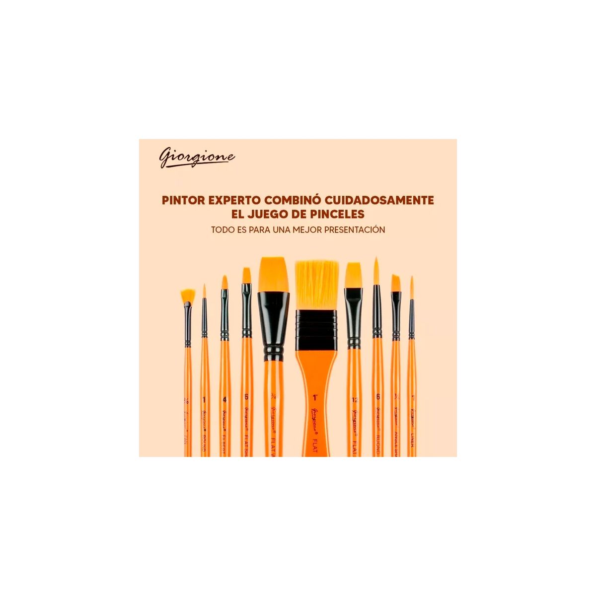 GENERICO - Set Pinceles 12pcs Surtido Pro Giorgione Pintura Con Estuche