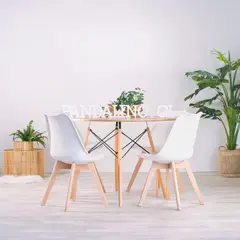 PANDALINO - Comedor Mesa Redonda Shanna 100cm + 4 Sillas Tulip Blanco