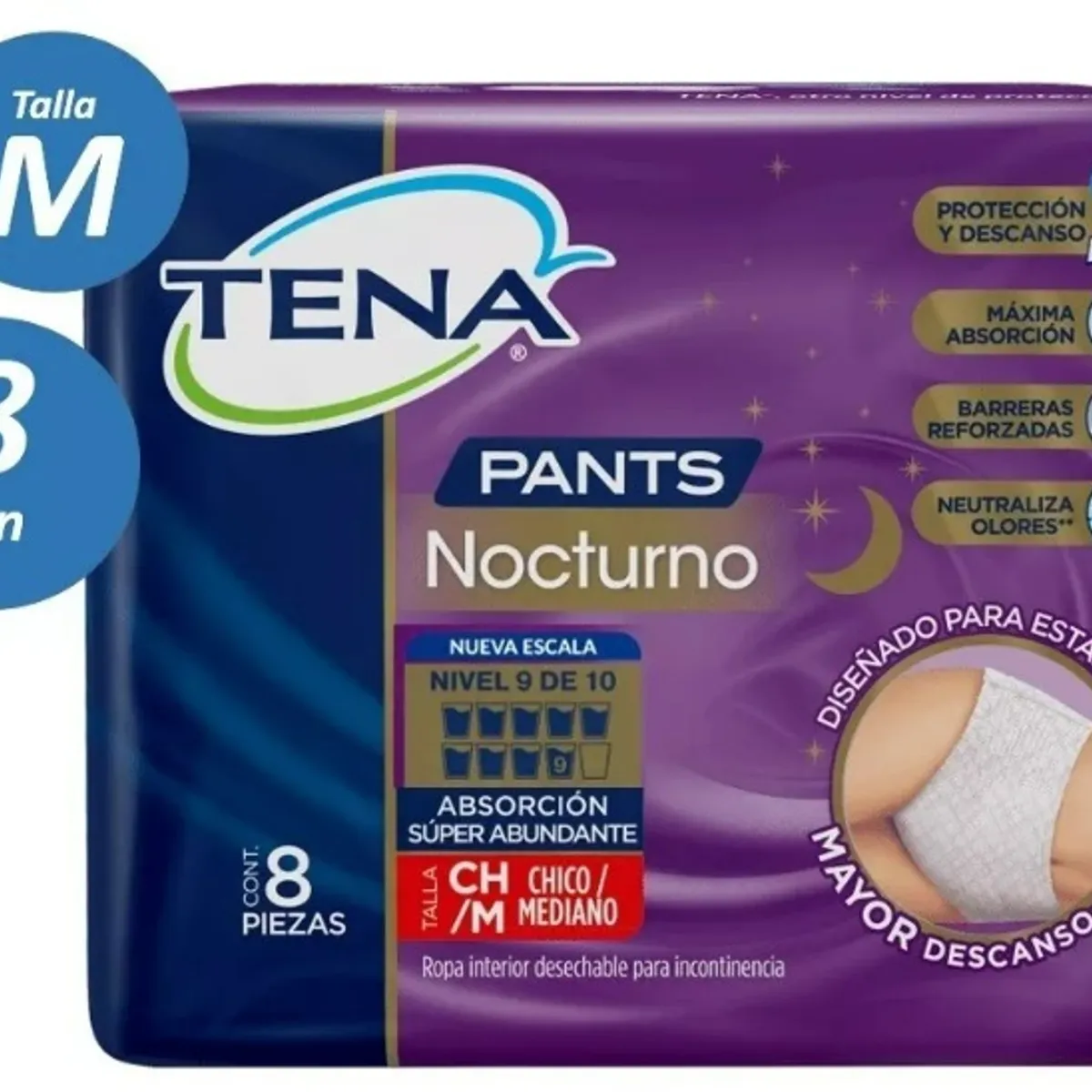 TENA - Pañal Para Adulto Tena Pants Nocturno TALLA G 8 UNIDADES