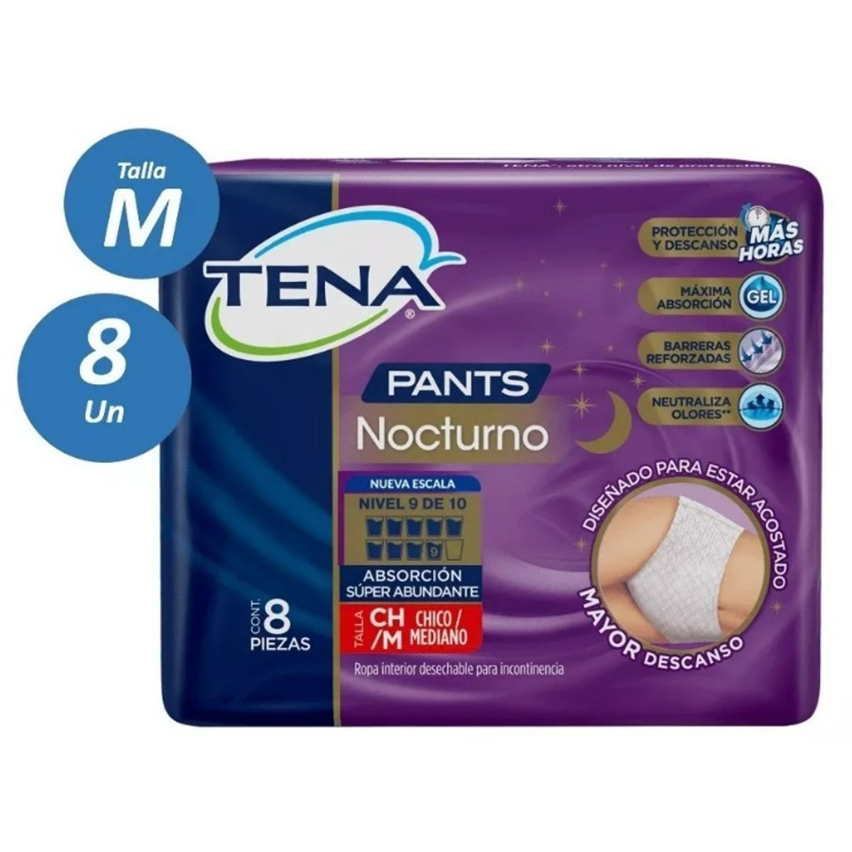 TENA - Pañal Para Adulto Tena Pants Nocturno TALLA G 8 UNIDADES