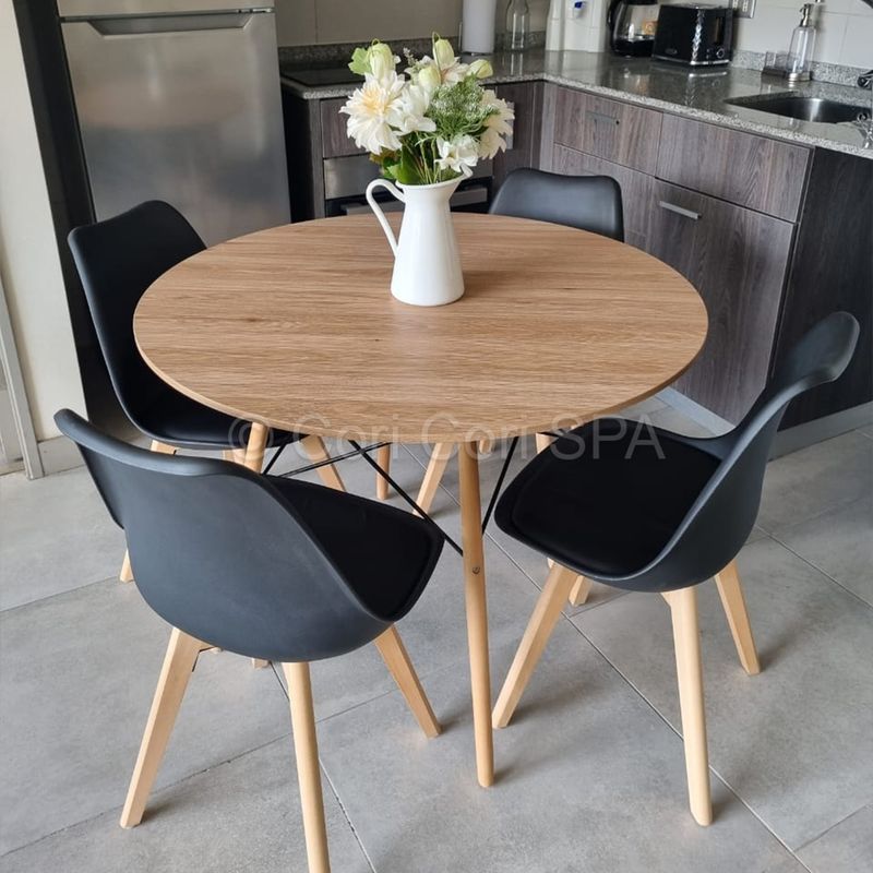 CORI CORI - Comedor Mesa Wood 100cm + 4 Sillas Tulip Negro