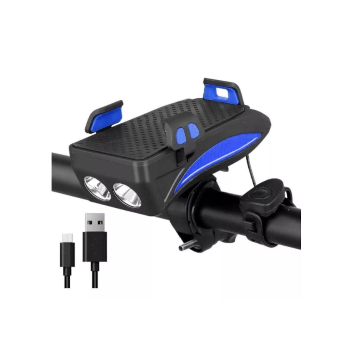 GENERICO - Luz Bicicleta Led Delantera Bocina Powerbank Telefono azul