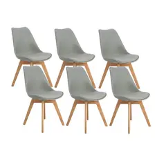 GENERICO - Pack de 6 sillas de comedor acolchada Tulip Gris