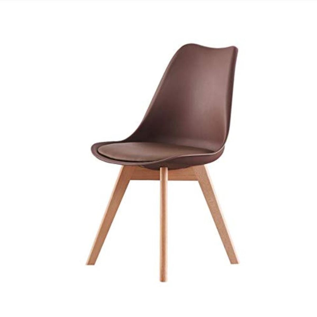 HABITA2 CHILE - Silla de comedor cuero sintético café acolchada Tulip