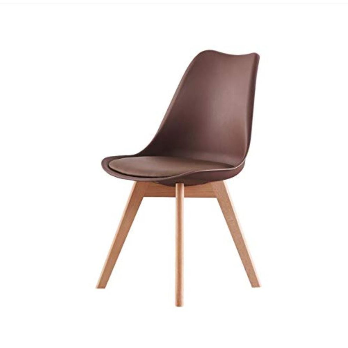 HABITA2 CHILE - Silla de comedor cuero sintético café acolchada Tulip