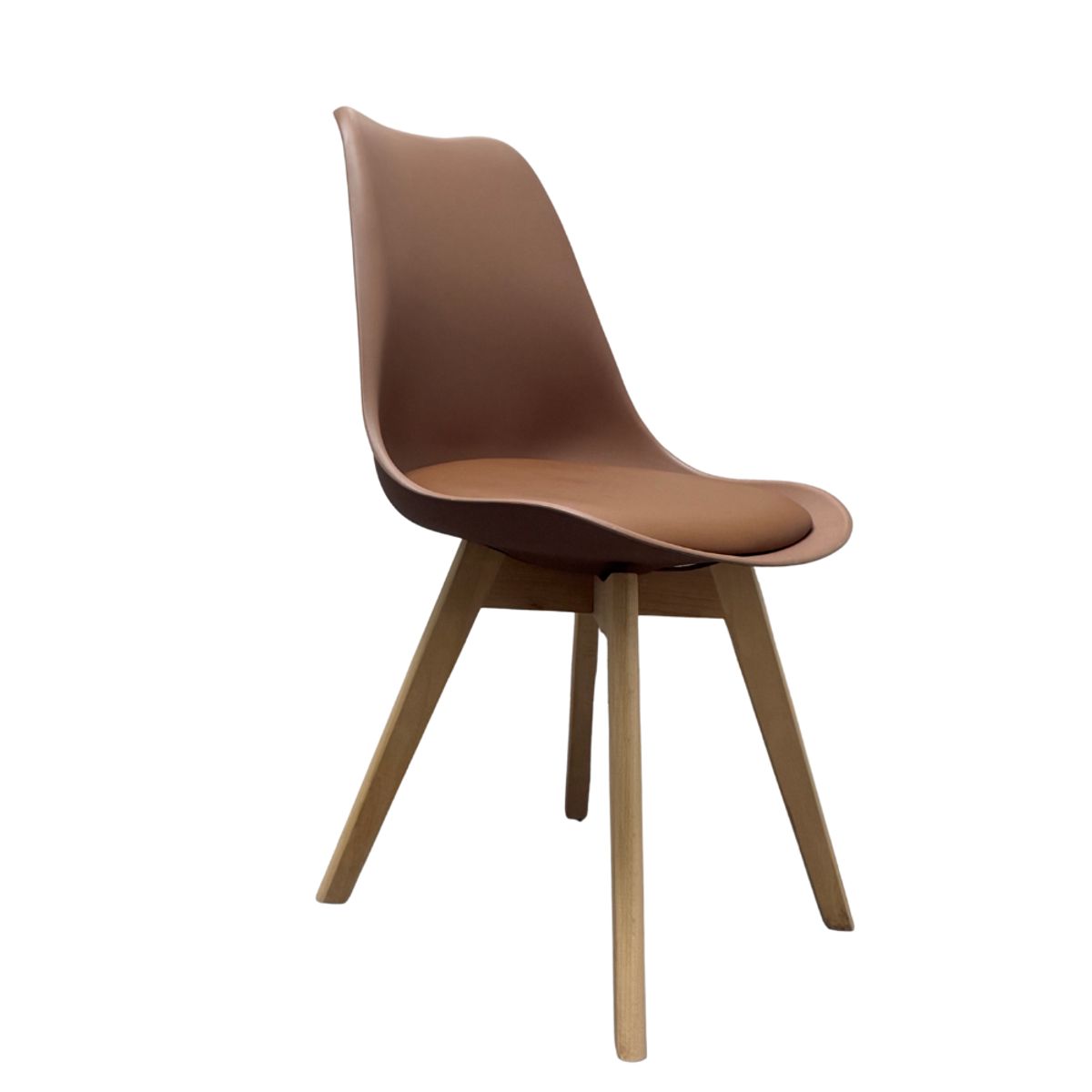 HABITA2 CHILE - Silla de comedor cuero sintético café acolchada Tulip