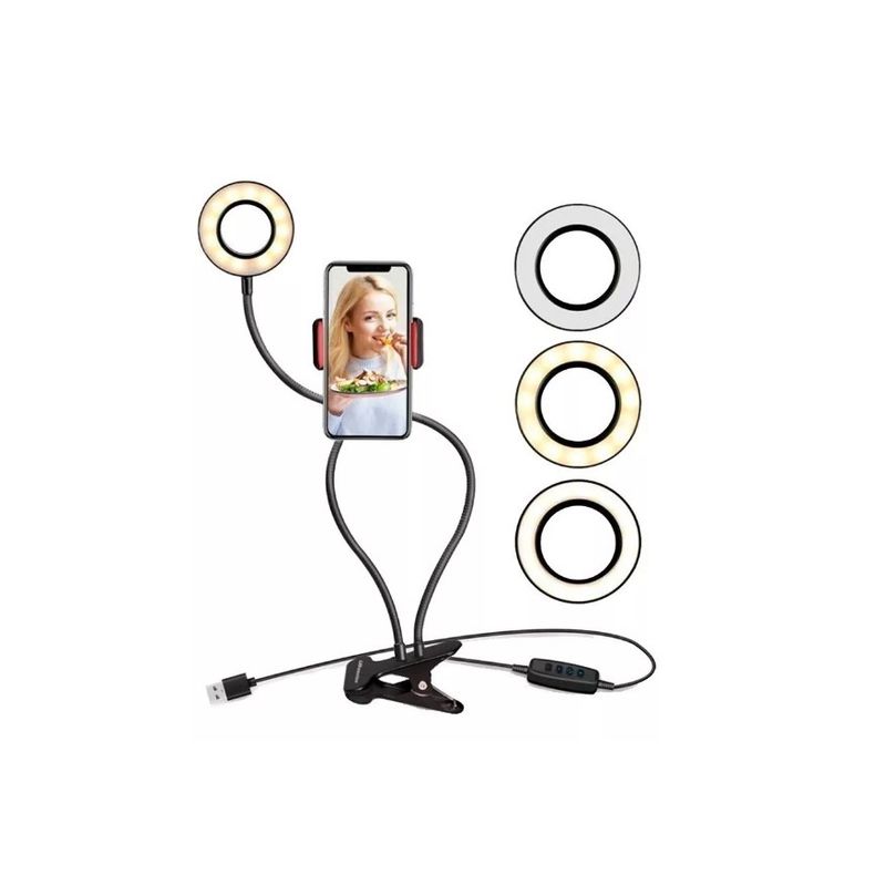 GENERICO - Mini Aro De Luz Led Con Pinza Base Para Celular