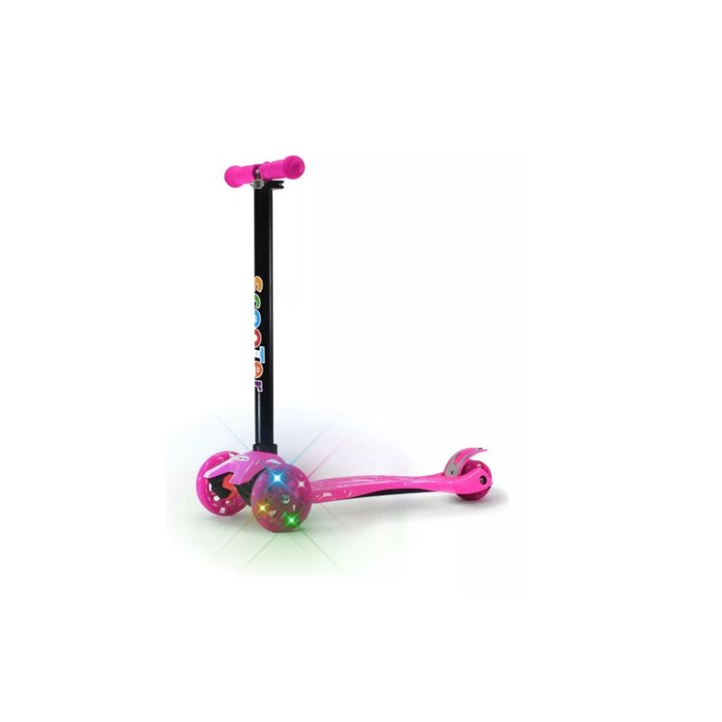 GENERICO - Scooter Monopatín 4 Ruedas Led Niño Niña Regulable Rosa
