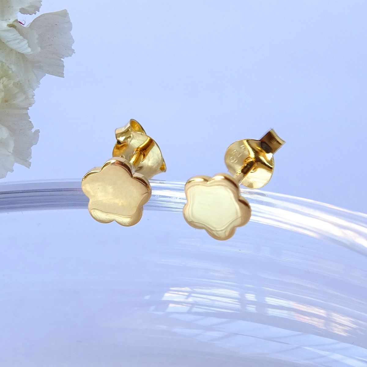 MABELITA - Aritos Baño de Oro Flor Plana