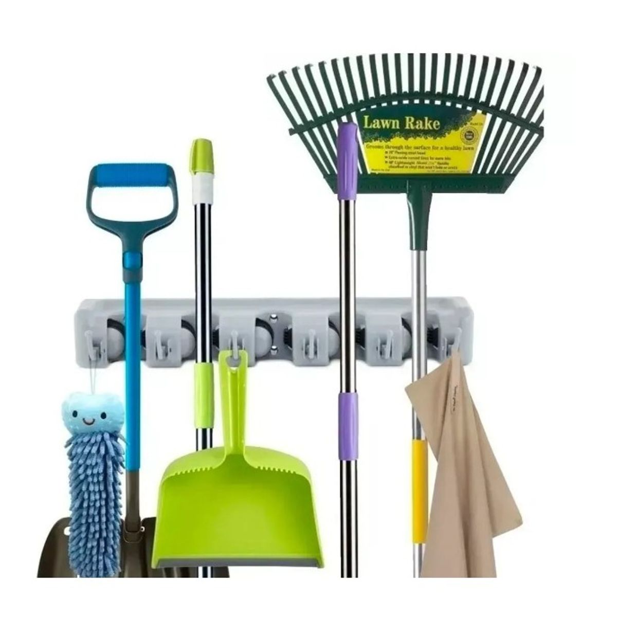 GENERICO - Colgador De Escobas Y Utiles De Aseo Con Ganchos Organizador