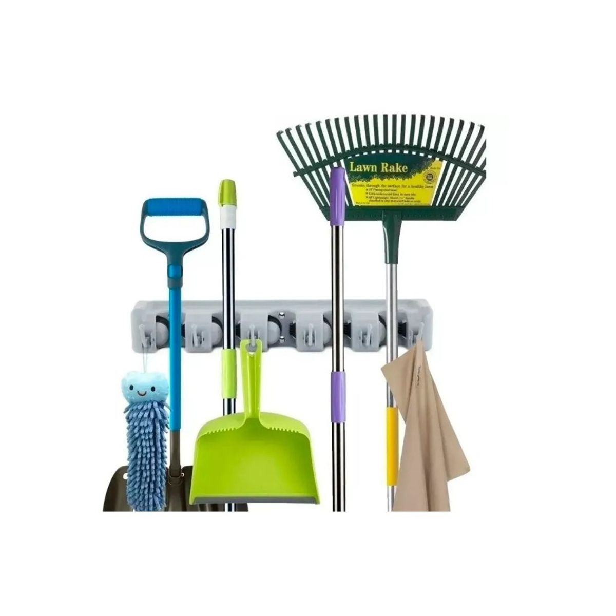 GENERICO - Colgador De Escobas Y Utiles De Aseo Con Ganchos Organizador