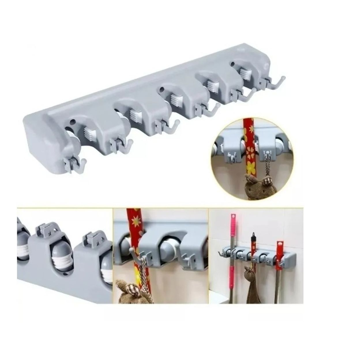 GENERICO - Rack Organizador Soporte Escobas Fregonas Palas Herra 15251