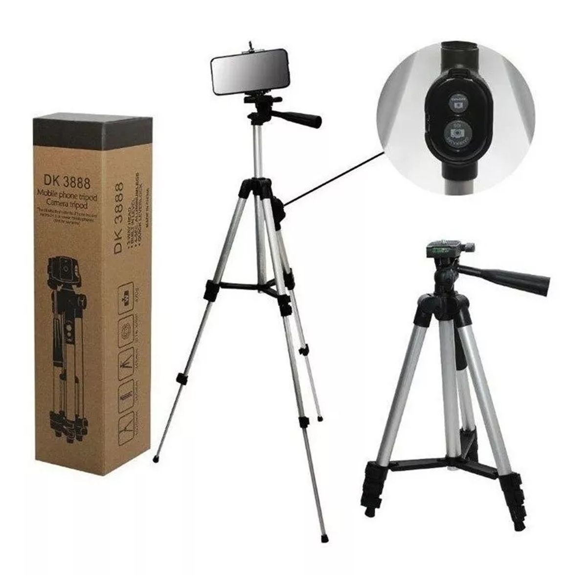 GENERICO - Trípode 1 Metro C/soporte Celular - Disparador Remoto Bt