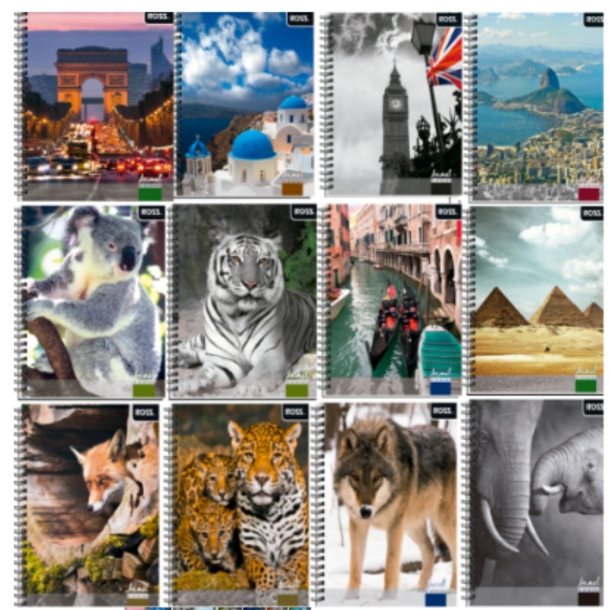 OEM - PACK 10PCS CUADERNOS UNIV ROSS DISEÑO ANIMAL Y PLACES