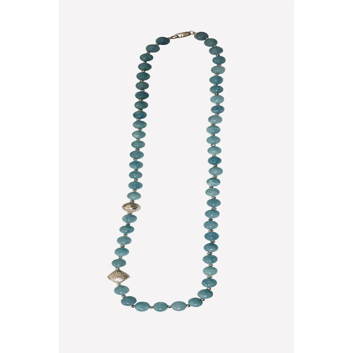 TAETHAI - Collar de plata 925 con piedras Aguas Marinas naturales