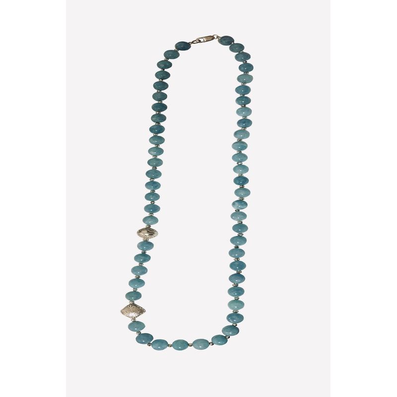 TAETHAI - Collar de plata 925 con piedras Aguas Marinas naturales