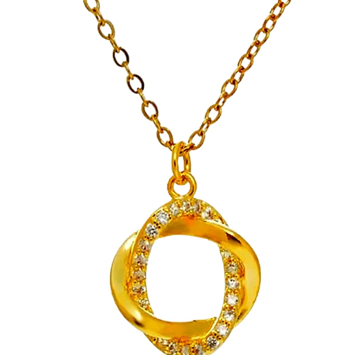 LUXURYJOYAS - Collar Circulo Entrelazad Diamante Oro 18kt Bañado Vemeil