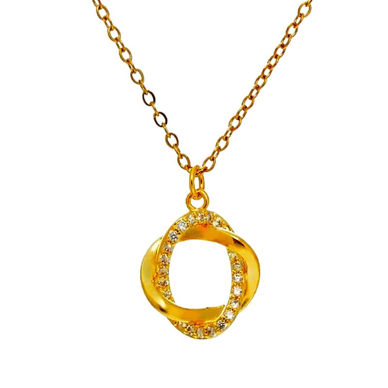 LUXURYJOYAS - Collar Circulo Entrelazad Diamante Oro 18kt Bañado Vemeil