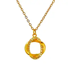 LUXURYJOYAS - Collar Circulo Entrelazad Diamante Oro 18kt Bañado Vemeil