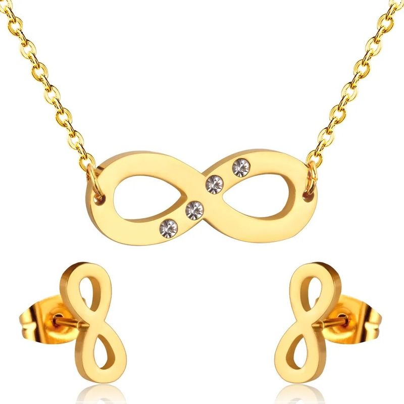 LUXURYJOYAS - Conjunto Aros+collar Infinito Baño Oro 18kt Circones