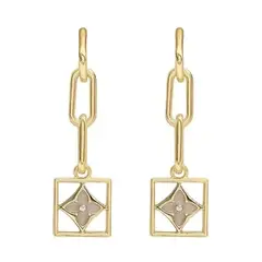 LUXURYJOYAS - Joyas Aros Flor Lvt Baño Oro 18kt nacar Exclusivos