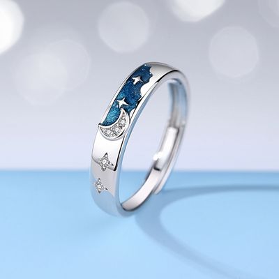 Imagen 2 del producto Anillos parejas ajustables luna van gogh ilusiones plata 925