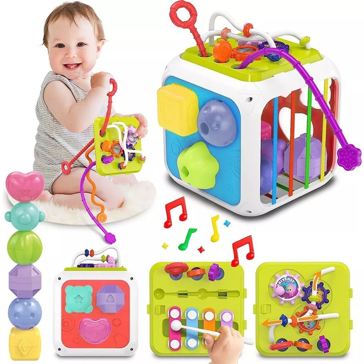GENERICO - Juego De Enseñanza Para Bebés Con Cubo De Actividades 7 En 1