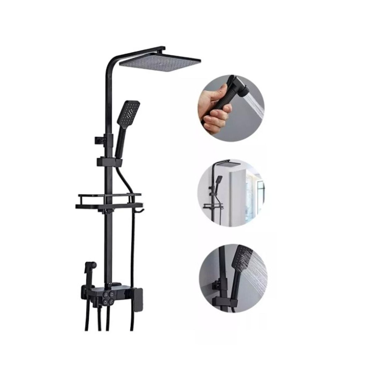 GENERICO - Columna De Ducha Negro Mate Multi-funciones Con Pantalla