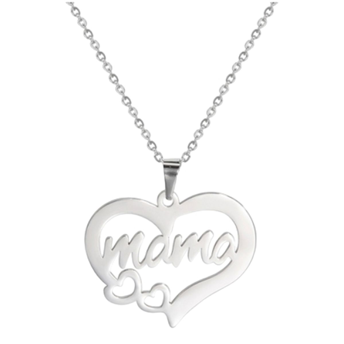 LUXURYJOYAS - Collar Corazón Mamá Baño Oro 18kt Blanco Día De La Madre