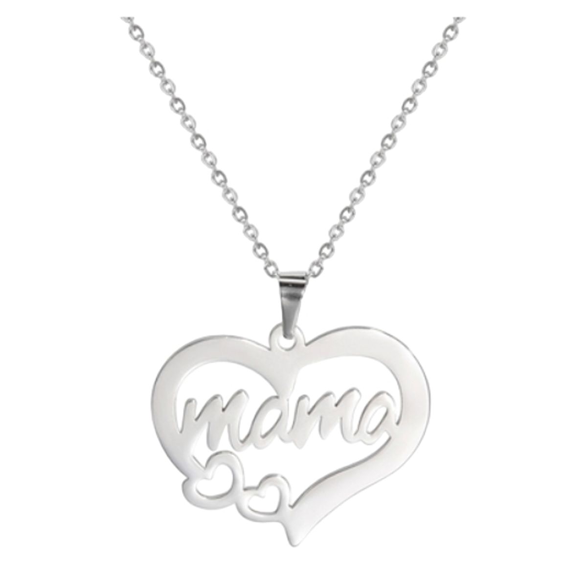 LUXURYJOYAS - Collar Corazón Mamá Baño Oro 18kt Blanco Día De La Madre