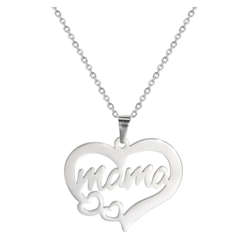 LUXURYJOYAS - Collar Corazón Mamá Baño Oro 18kt Blanco Día De La Madre