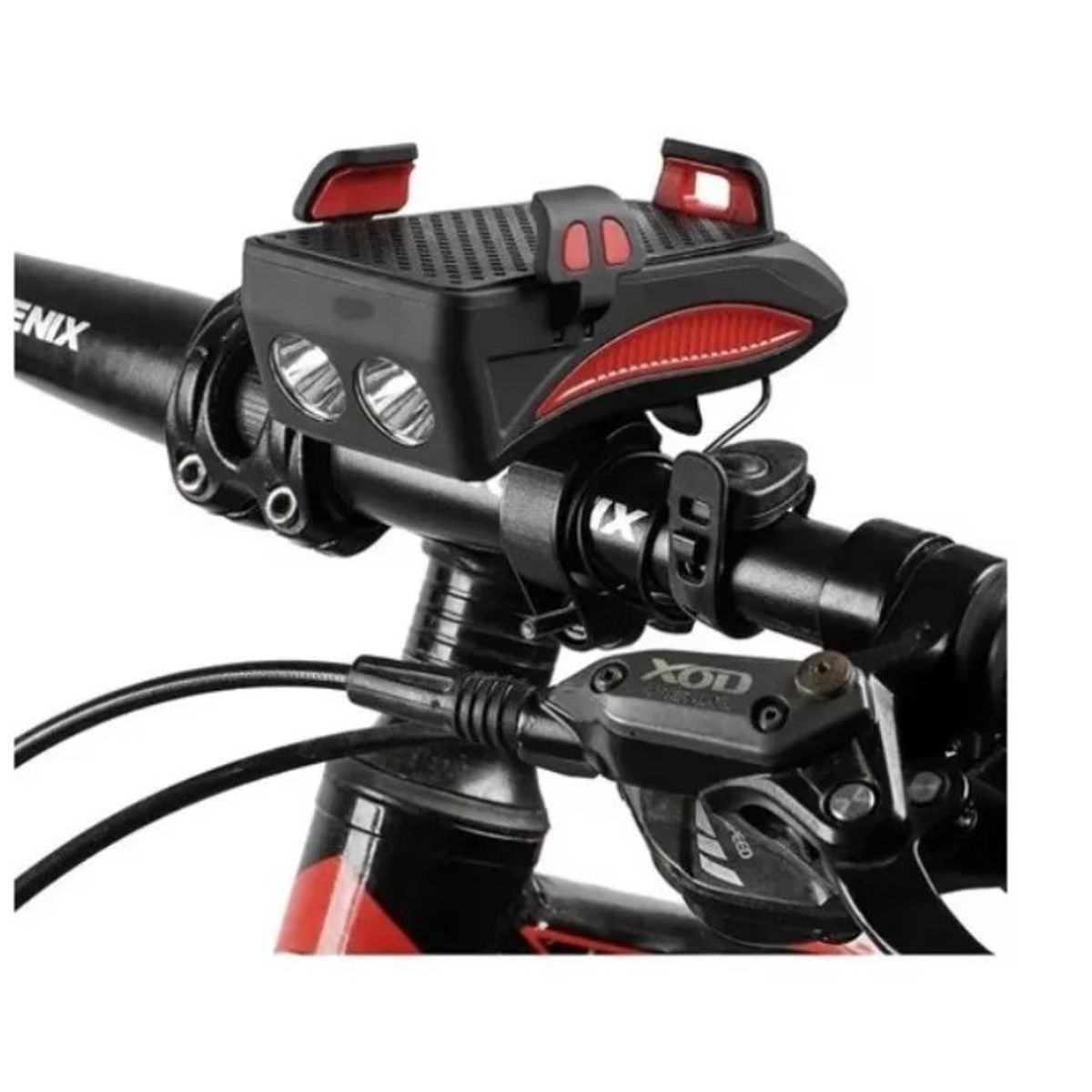 GENERICO - Luz Bocina Bicicleta Foco Power Bank Y Soporte Celular Usb