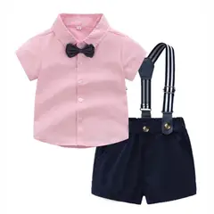 GENERICO - CONJUNTO BEBÉ NIÑO CAMISA MÁS SHORT Y SUSPENSORES PEQUEÑA LUZ