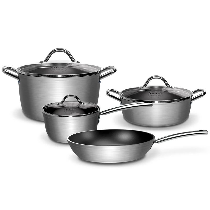 WENS - BATERÍA DE COCINA 7 PIEZAS ALUMINIO FORJADO HARD ANODIZED