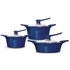 BOHLIER - BATERÍA DE COCINA 6 PIEZAS ALUMINIO FUNDIDO AZUL