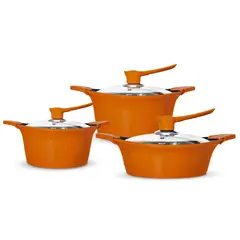 BOHLIER - BATERÍA DE COCINA 6 PIEZAS ALUMINIO FUNDIDO NARANJA