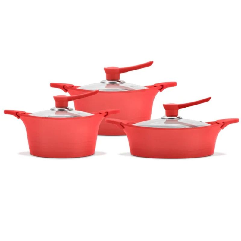BOHLIER - BATERÍA DE COCINA 6 PIEZAS ALUMINIO FUNDIDO CHERRY