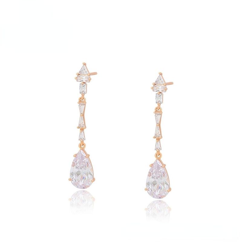 LUXURYJOYAS - Aros Pendientes Colgantes Baño Oro 18kt Con Cristales