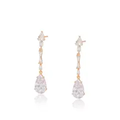 LUXURYJOYAS - Aros Pendientes Colgantes Baño Oro 18kt Con Cristales