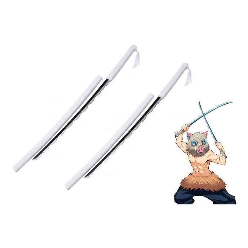 GENERICO - 2xpar De Katanas Acero Inosuke Kimetsu No Yaiba Demon Slayer