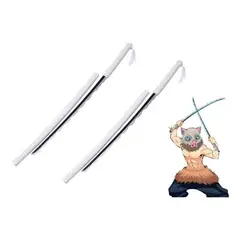 GENERICO - 2xpar De Katanas Acero Inosuke Kimetsu No Yaiba Demon Slayer