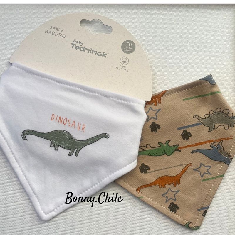 TEDMIMAK - Babero Bandana de dinosaurios. Pack 02 unidades. TEDMIMAK