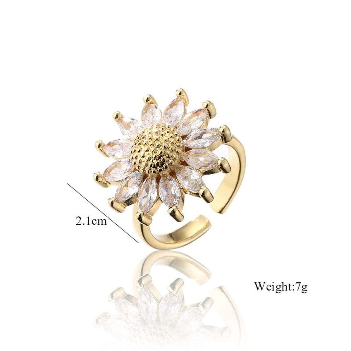 LUXURYJOYAS - Anillo Flor Girasol Adaptable A Toda Talla Cristales LUXURYJOYASCL